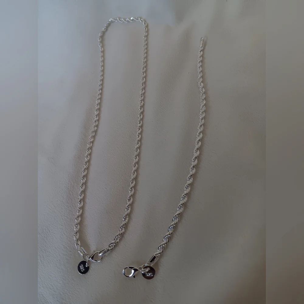 Necklace set bracelet Sterling Silver 925 Stampedqĺ